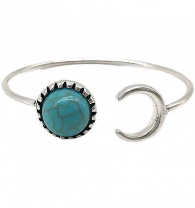 Bracelet jonc boho, turquoise / gris