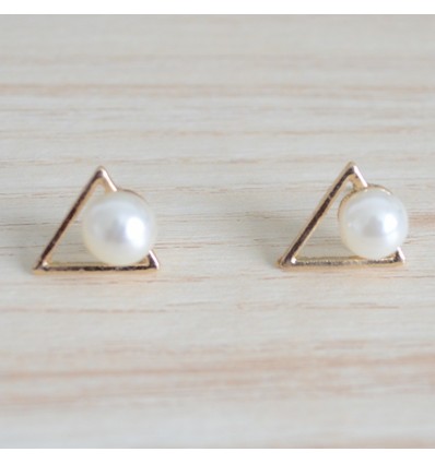 Boucles d'oreilles triangle et perle