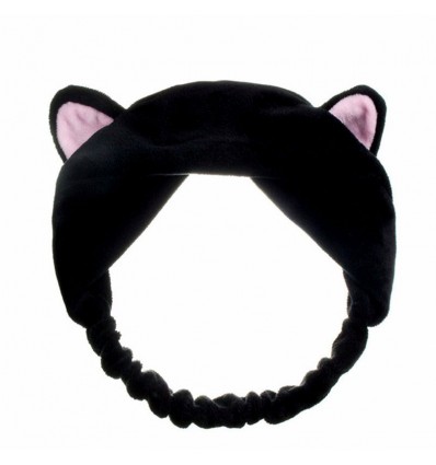Serre-tête oreilles de chat effet velours, noir
