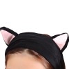 Serre-tête oreilles de chat effet velours, noir