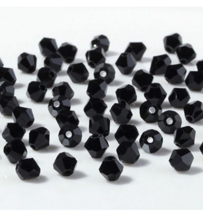 Perles à facettes 4 mm, noir x50