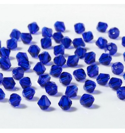 Perles à facettes 4 mm, bleu foncé x50