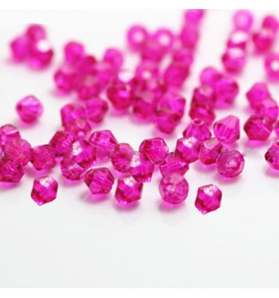 Perles à facettes 4 mm, rose fuchsia x50