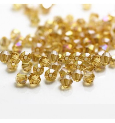 Perles à facettes 4 mm, champagne avec reflets x50