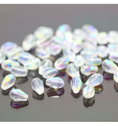 Perles à facettes ovales, transparent avec reflets x10