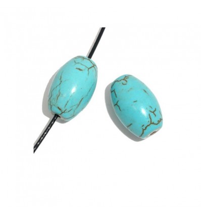 Perles longues ovales, turquoise x10