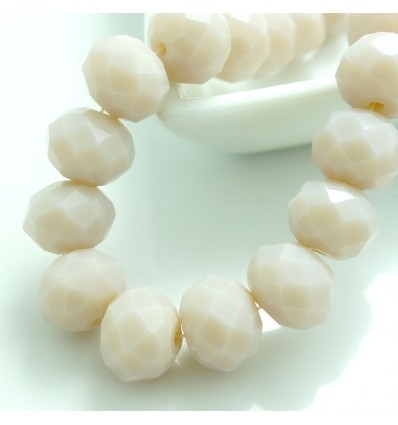 Perles à facettes beige 10 mm, x 10