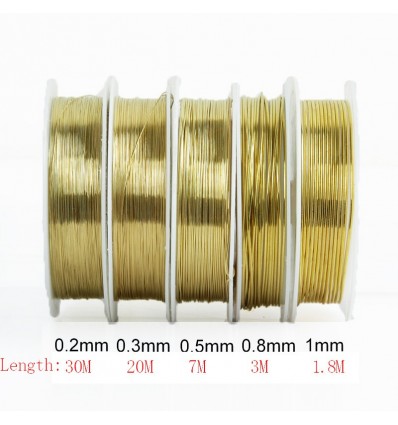 Fil en laiton pour bijoux doré 0.5 mm, x1